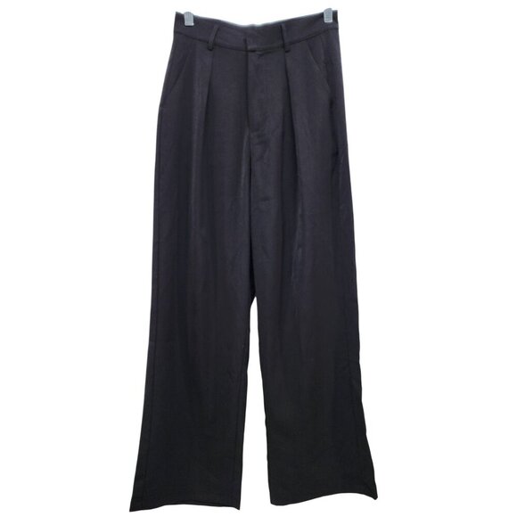 Black Wide-Leg High-Waisted Womens dress Pants Size Small With Pleats & Zip Clos - Picture 1 of 9